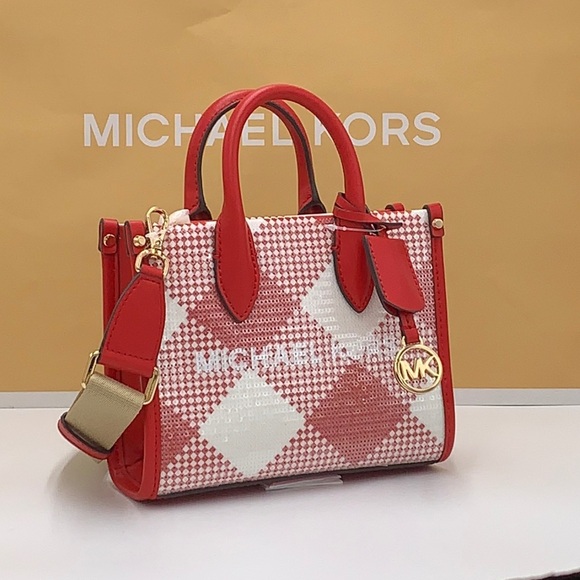 Michael Kors Handbags - Michael Kors Mirella Extra-Small Logo Crossbody XBODY Shopper Bag Bright Red NWT